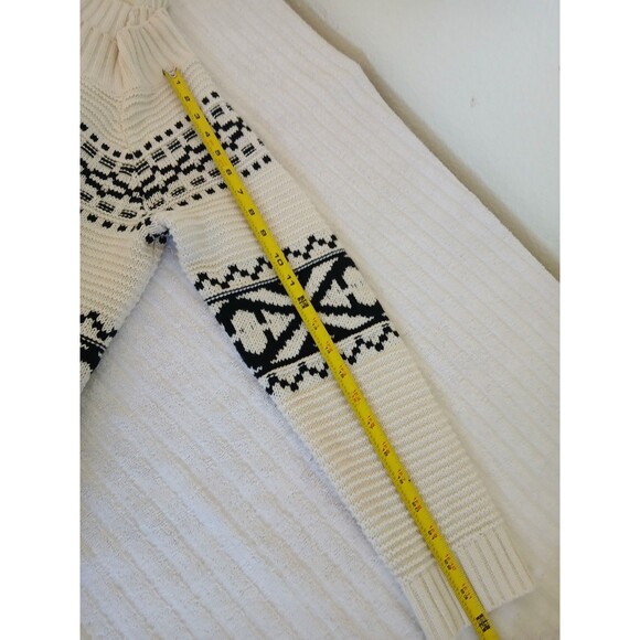 Ralph Lauren Chaps Womens Medium Black Ivory Nordic Stripe Pullover Knit Sweater - Picture 11 of 14